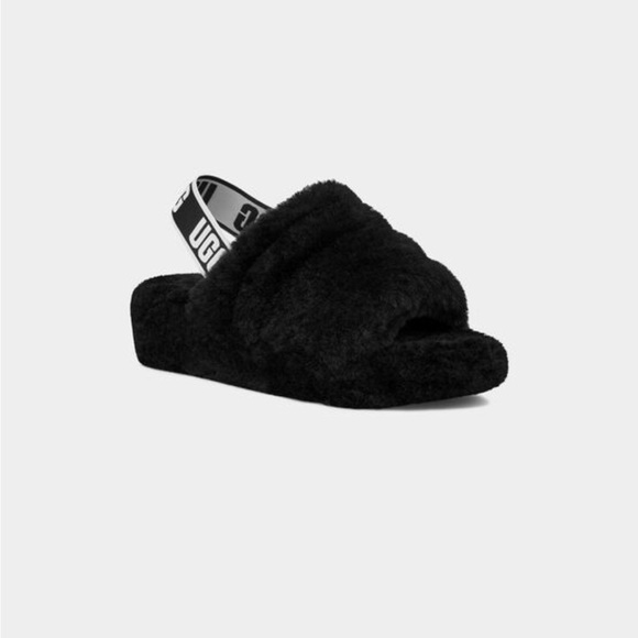 NIB Fluff Yea Black Ugg slippers - Picture 2 of 4
